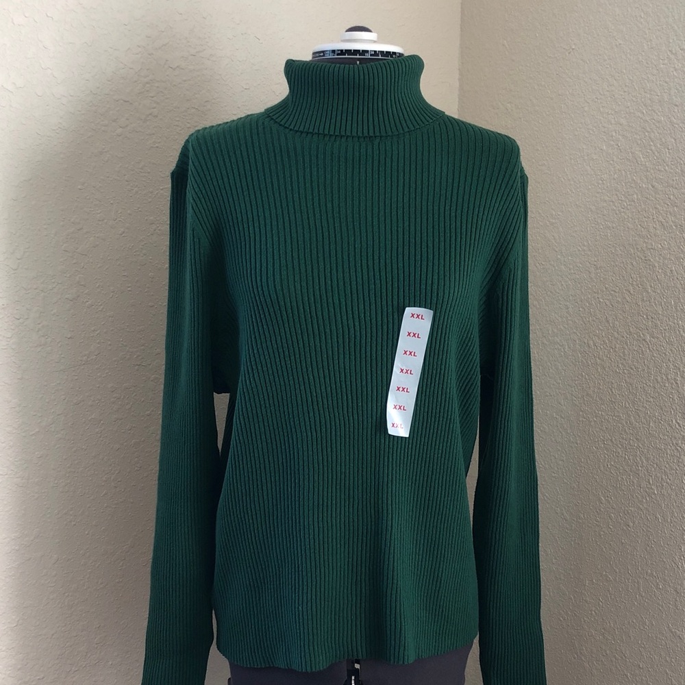Old Navy Sosoft Lite Green Turtleneck Ribbed Sweater